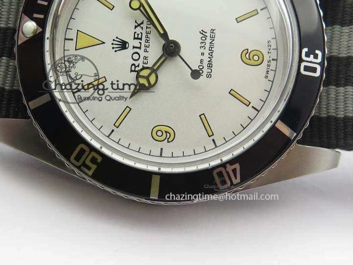 On SS Dial Strap Vintage 1680 White Nylon No Submariner A2836 Date 0218